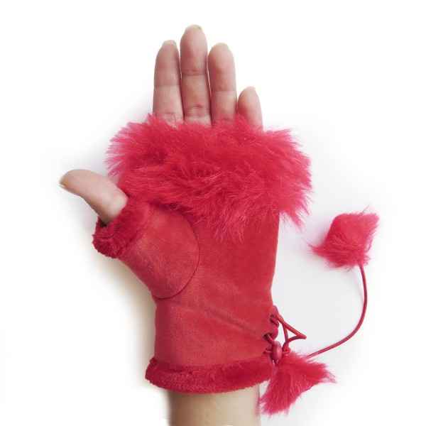 Sonia Originelli Damenhandschuhe Fingerlos Wuschel Kunstfell Handstulpe Rabatt