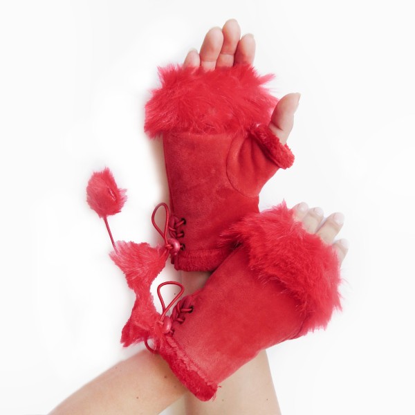 Sonia Originelli Damenhandschuhe Fingerlos Wuschel Kunstfell Handstulpe Rabatt