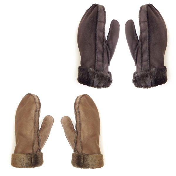 Sonia Originelli Fausthandschuhe Faux-Leder Velouroptik Kunstfell Samt Velvet kuschelig Begrenztes Angebot