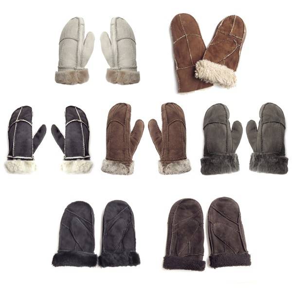 Sonia Originelli Fausthandschuhe Lammfell Schaffell echt Leder Patchwork Design Fäustlinge Online Shopping