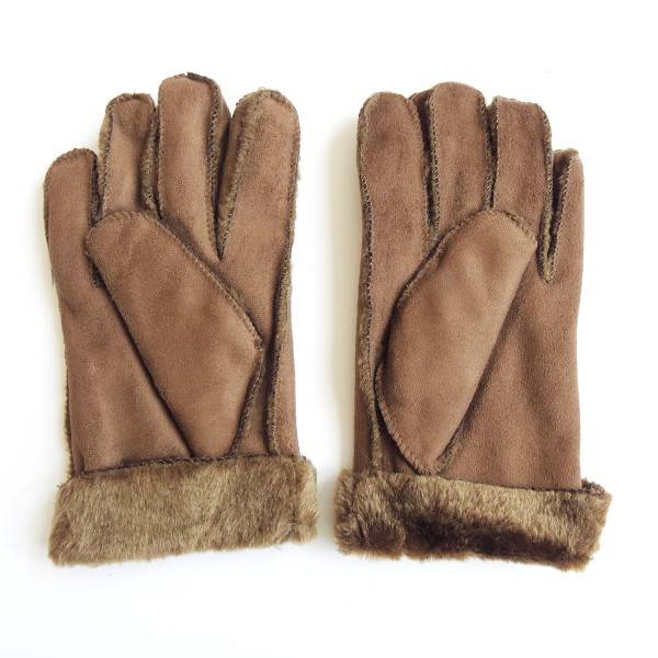 Sonia Originelli Fingerhandschuhe Faux-Leder Velouroptik Kunstfell Samt Velvet kuschelig Saisonschlussverkauf