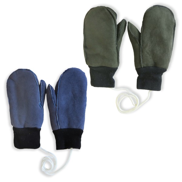 Sonia Originelli Kinder Fausthandschuh Leder Band Schaf Lammfell Strick Jubiläumsangebot