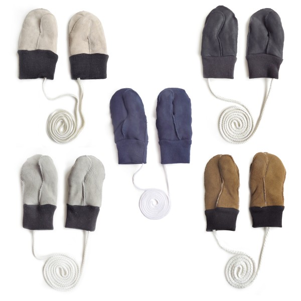 Sonia Originelli Kinder Fausthandschuh Leder Band Schaf Lammfell Strick Lagerräumung