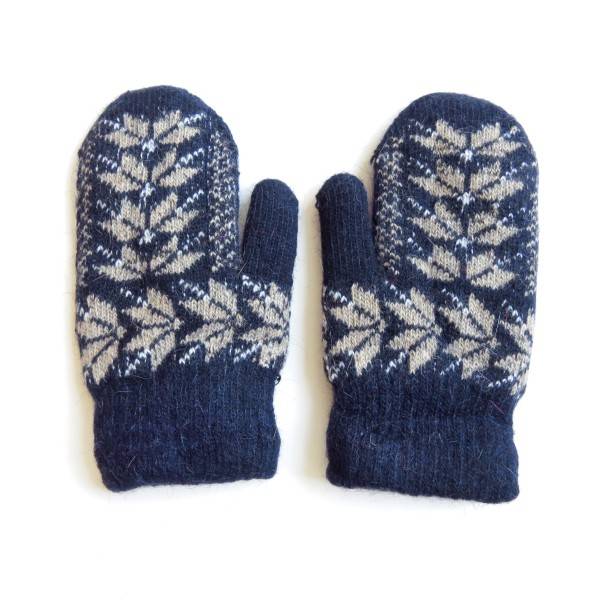 Sonia Originelli Kinder Fausthandschuhe Angorawolle Norweger Muster Fäustel Schneeflocken Heißer Verkauf