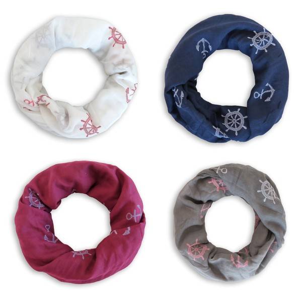 Sonia Originelli Loop Schal "Maritim Steuerrad Anker" Reliefdruck Sommer VIP-Rabatte