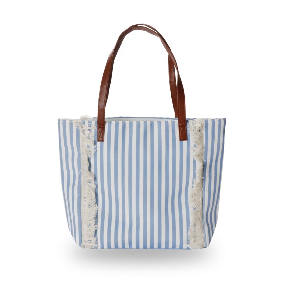 Sonia Originelli Canvas Shopper "Lobster" Fransen maritim gestreift Strandtasche wasserabweisend Osterangebot