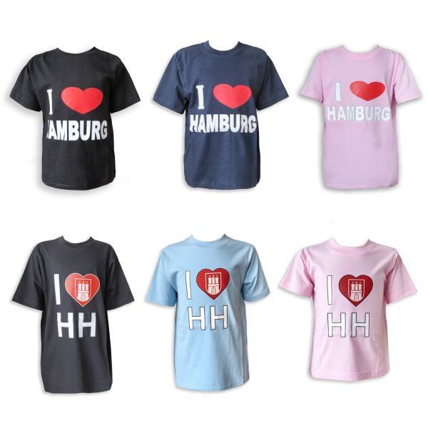 Sonia Originelli Kinder T-Shirt "I Love Hamburg" Wappen Baumwolle Osterangebot