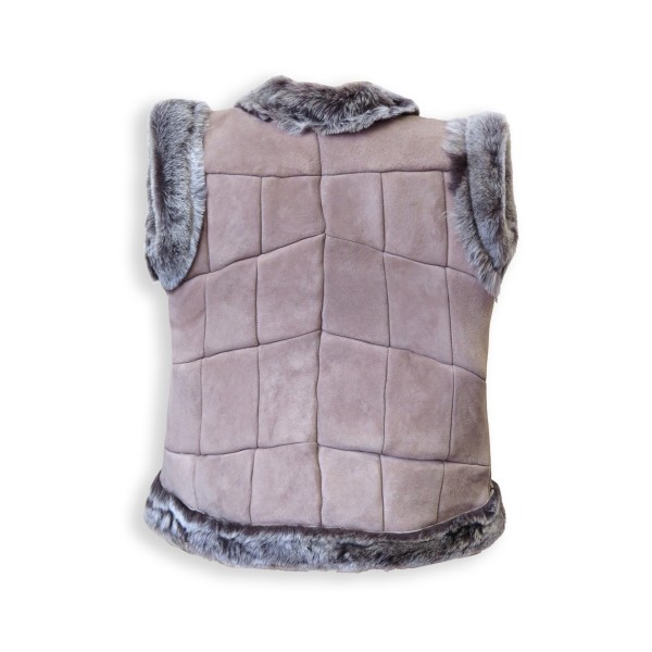 Sonia Originelli Kinderweste Naturfell Leder Lammfell Patchwork Handarbeit Muttertagsangebot