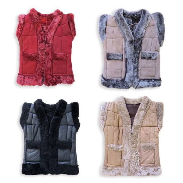 Sonia Originelli Kinderweste Naturfell Leder Lammfell Patchwork Handarbeit Muttertagsangebot