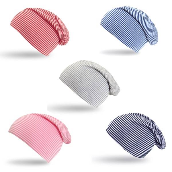 Sonia Originelli Beanie Mütze Kind "Streifen UNI" Maritim Jersey Sonderangebot der Fabrik