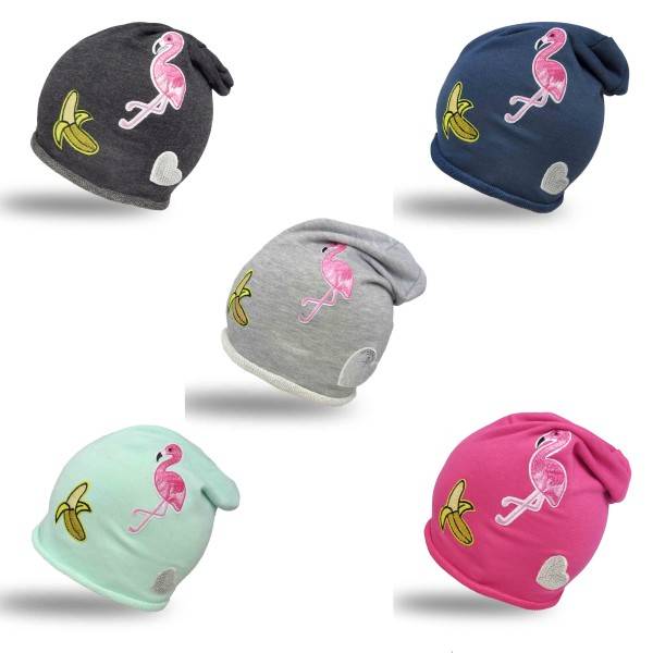 Sonia Originelli Beanie Mütze Kind Patch Aufnäher Banane Flamingo Herz trend Baumwolle Bis zu 55% Rabatt