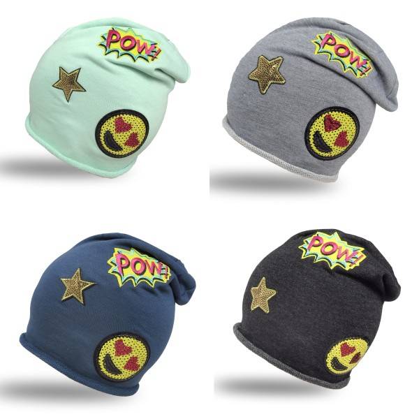 Sonia Originelli Beanie Mütze Kind Patch Aufnäher Stern Pow trend Baumwolle Clearance-Verkauf