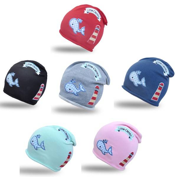 Sonia Originelli Beanie Mütze Kleinkind Patch Aufnäher Leuchtturm maritim Wal trend Baumwolle Babymütze 50% Rabatt für begrenzte Zeit