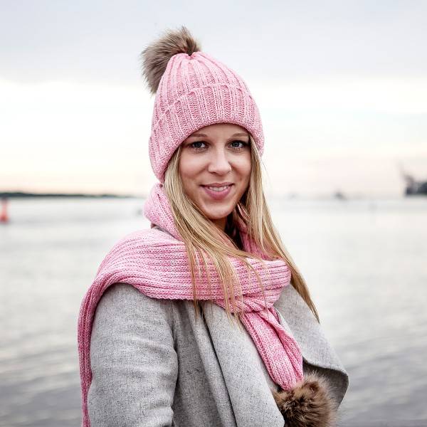 Sonia Originelli Bommelmütze Strick Kunstfell Mütze Winter Knopfverschluss Kostenloser Versand