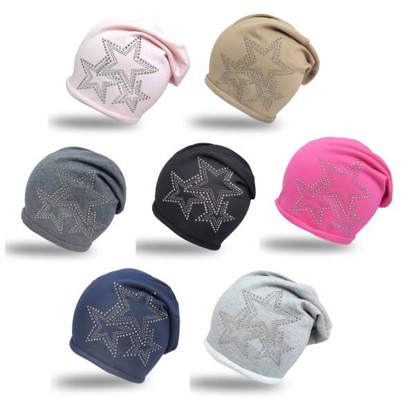 Sonia Originelli Fleece Beanie "3-Stern" Winter Nieten Premium Valentinstagsangebot