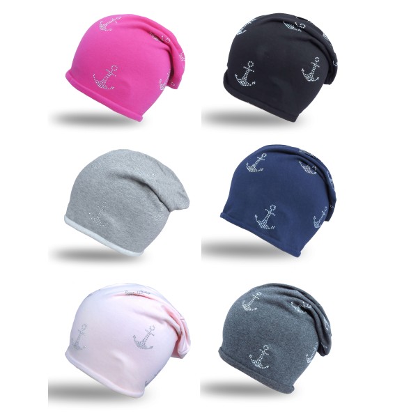 Sonia Originelli Fleece Beanie "Mini Anker Fleece" Strass Mütze Winter Premium Heißer Verkauf
