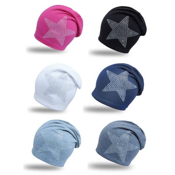 Sonia Originelli Fleece Beanie "Stern Strass" Steinchen Glitzer Übergangsmütze Online Outlet