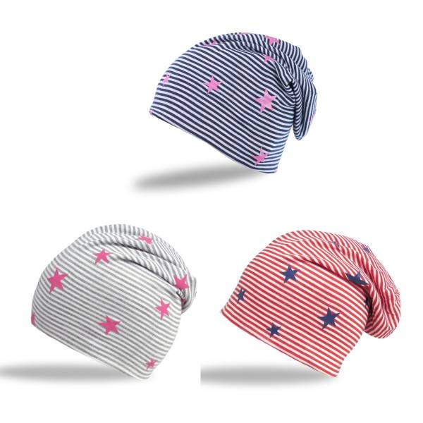 Sonia Originelli Kinder Beanie Mütze "kleine Sterne" Streifen Jersey Unisex VIP-Rabatte