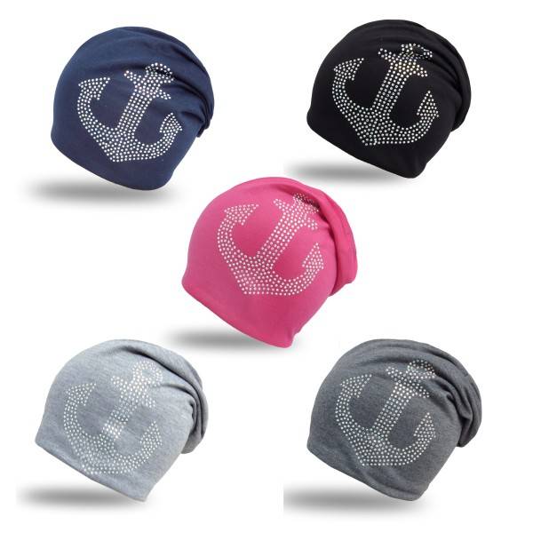Sonia Originelli Kinder Fleece Beanie "Anker Strass" Steine Winter Maritim JETZT KAUFEN
