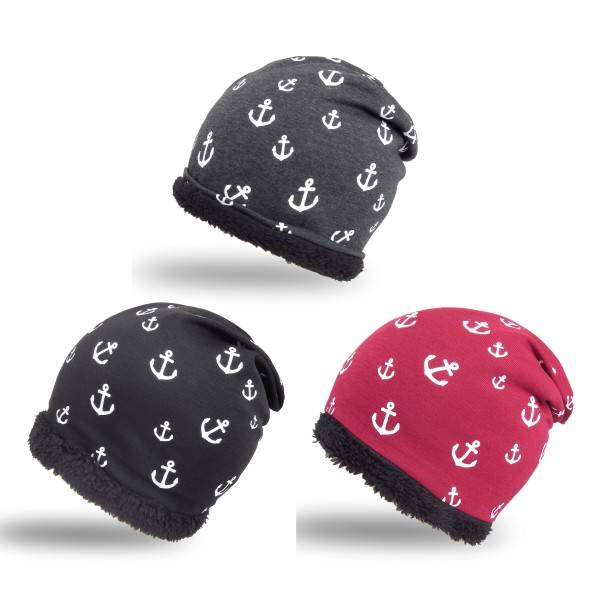 Sonia Originelli Winter Beanie Mütze "Mini Anker" Teddyfell Futter Maritim Nur für heute