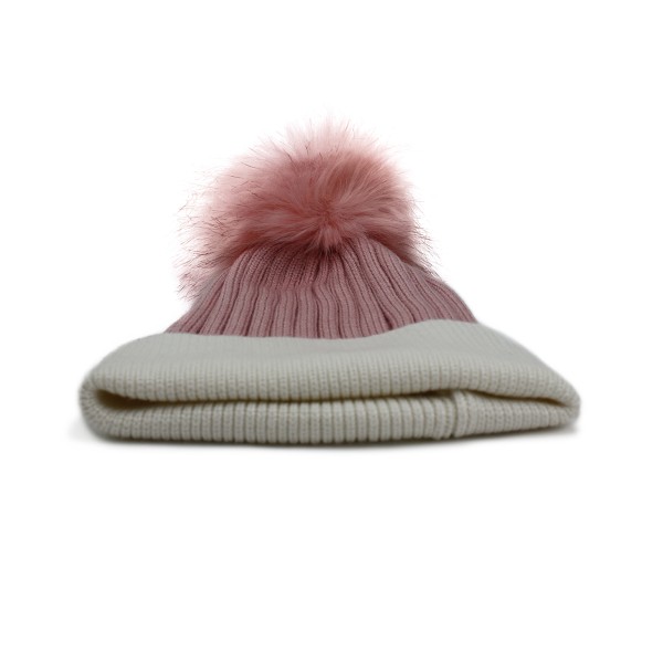 Sonia Originelli Winter Beanie Mütze "Zweiton" Kunstfell Bommel Vierteljährliche Förderung