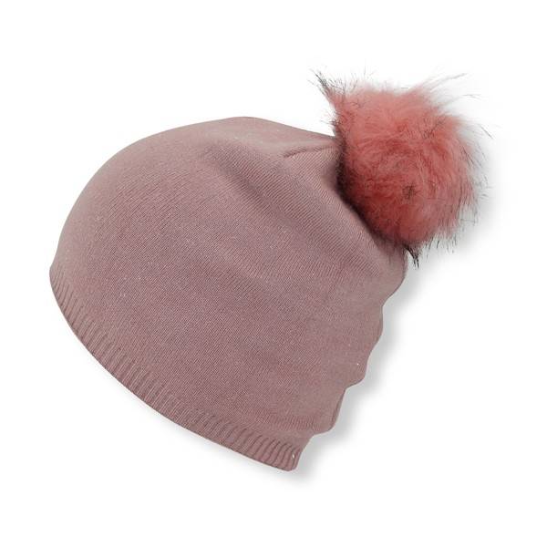 Sonia Originelli Winter Beanie Mütze mit Glitzerfasern und Kunstfell Bommel Bis zu 55% Rabatt