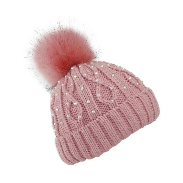 Sonia Originelli Winter Beanie Mütze Perlen Zopfmuster XL Bommel Teddyfell Discount Store für neue Produkte