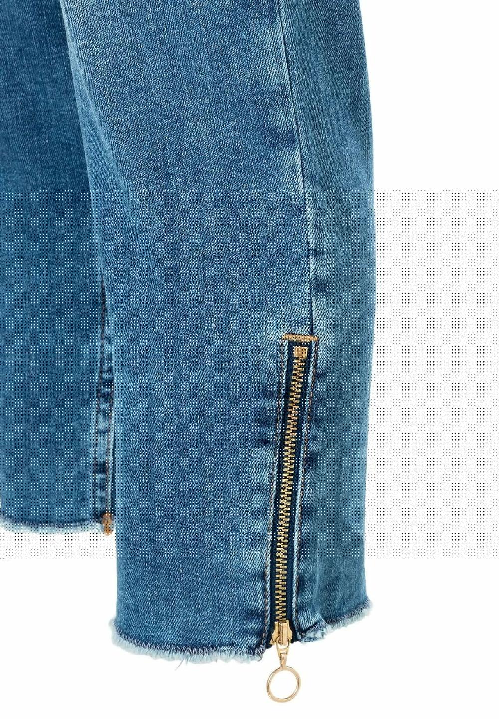 MAC Rich Jeans knöchellang Slim-Fit Fransen-Details für Damen Riesige Ersparnisse