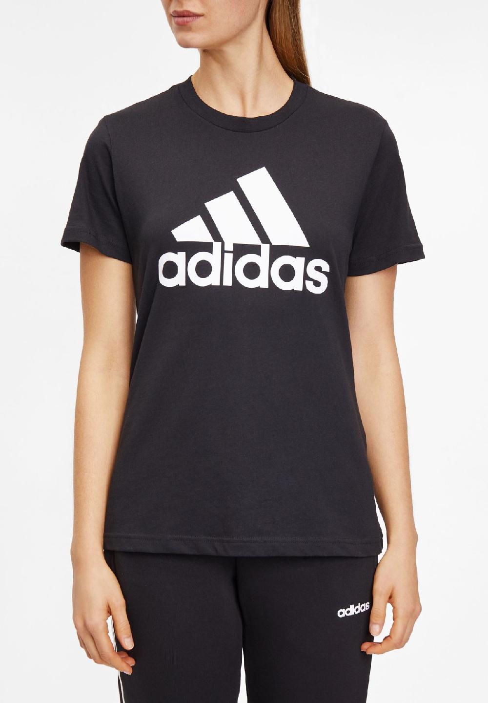 adidas T-Shirt Baumwolle Logo-Print für Damen Super Rabatt