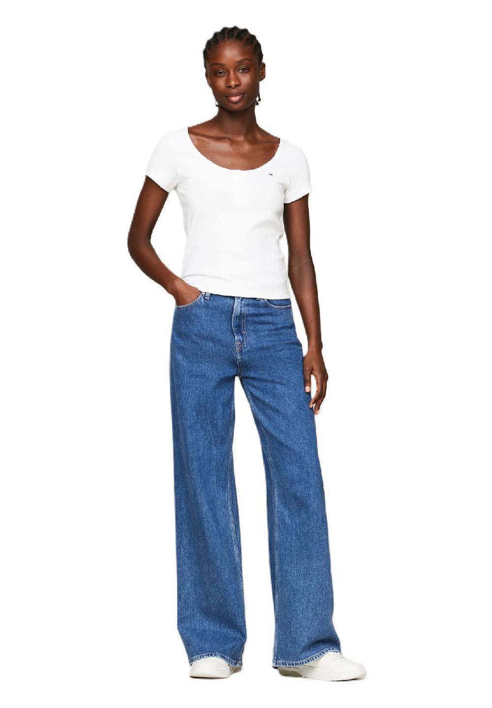 TOMMY Jeans T-Shirt Henley-Ausschnitt für Damen Weihnachtsangebot