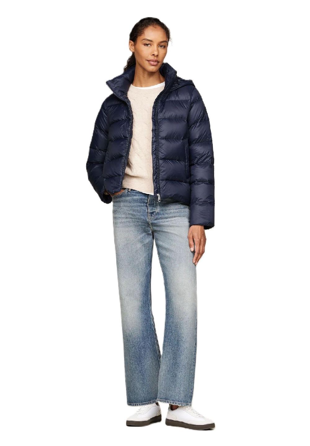 TOMMY HILFIGER Steppjacke Stehkragen Logo-Patch für Damen Valentinstagsangebot