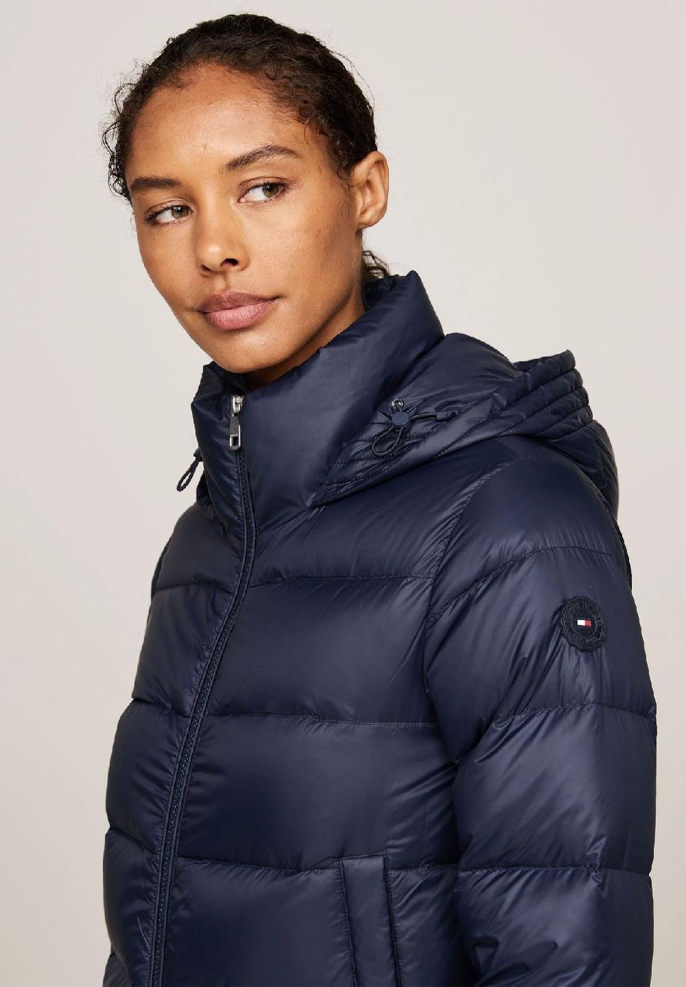 TOMMY HILFIGER Steppjacke Stehkragen Logo-Patch für Damen Valentinstagsangebot