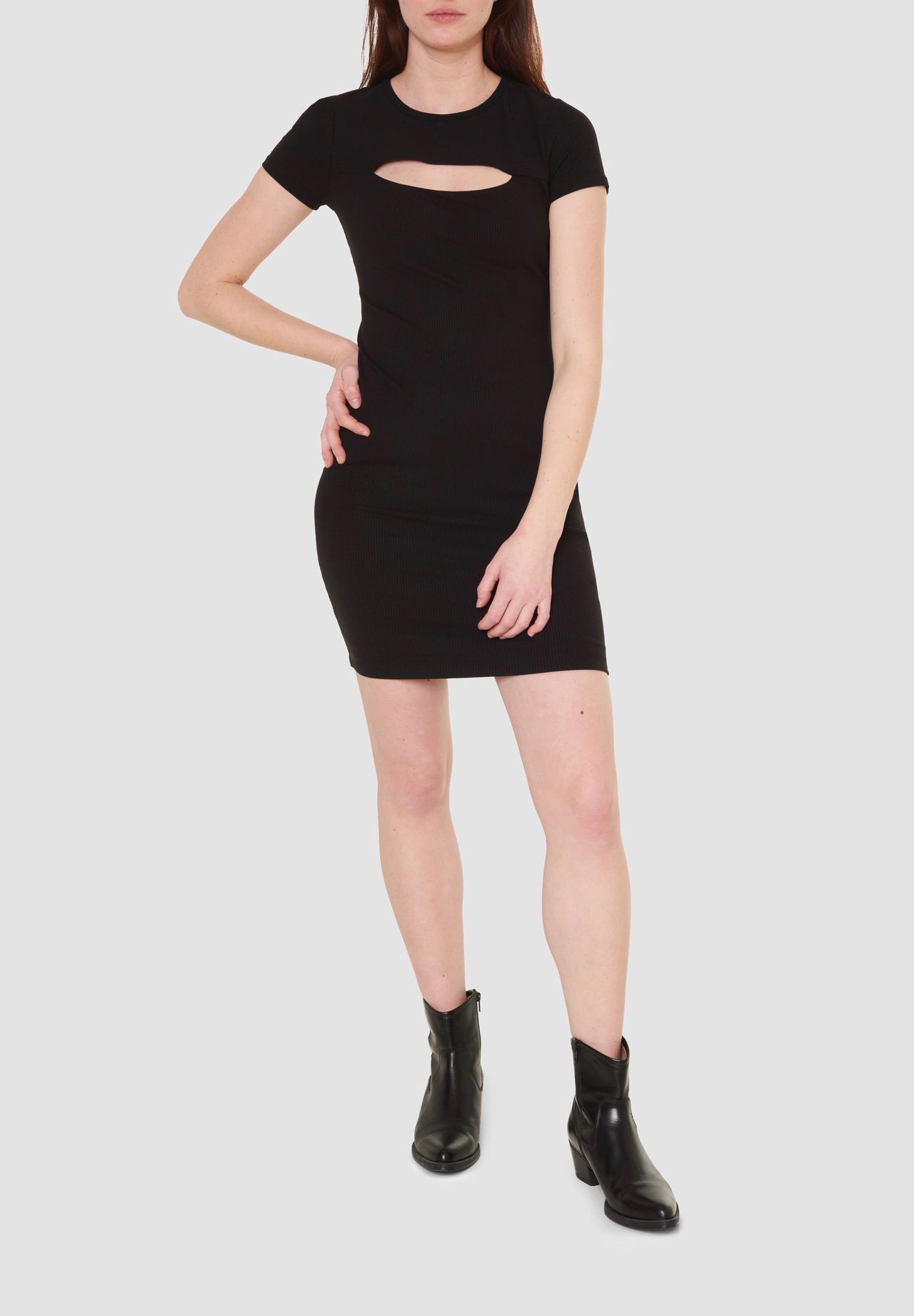 GUESS Kleid "Lana" Rundhals oberschenkellang Cutout für Damen Heißer Verkauf