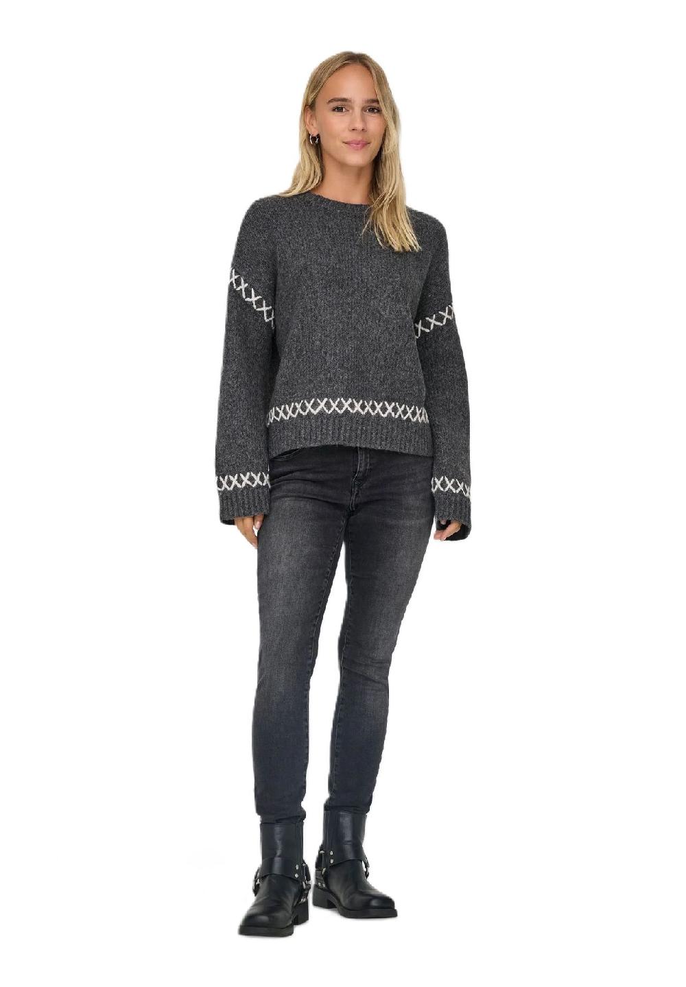 ONLY® Strickpullover "Amanda" Ziernähte für Damen Riesige Ersparnisse