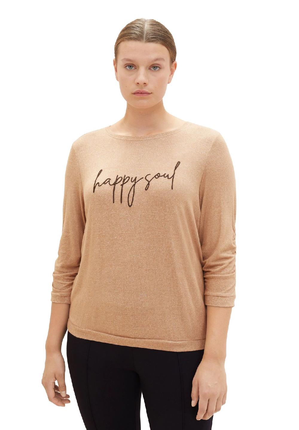TOM TAILOR plus Shirt 3/4-Arm Melange Raffung für Damen Begrenztes Angebot