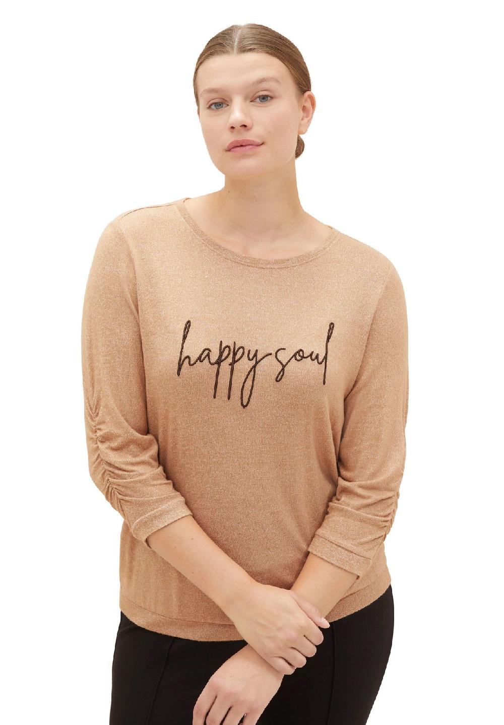 TOM TAILOR plus Shirt 3/4-Arm Melange Raffung für Damen Begrenztes Angebot