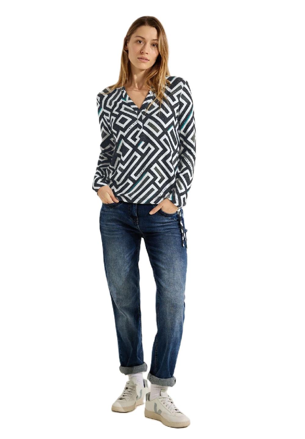 CECIL Tunikashirt Split-Neck grafisch für Damen Großer Ausverkauf