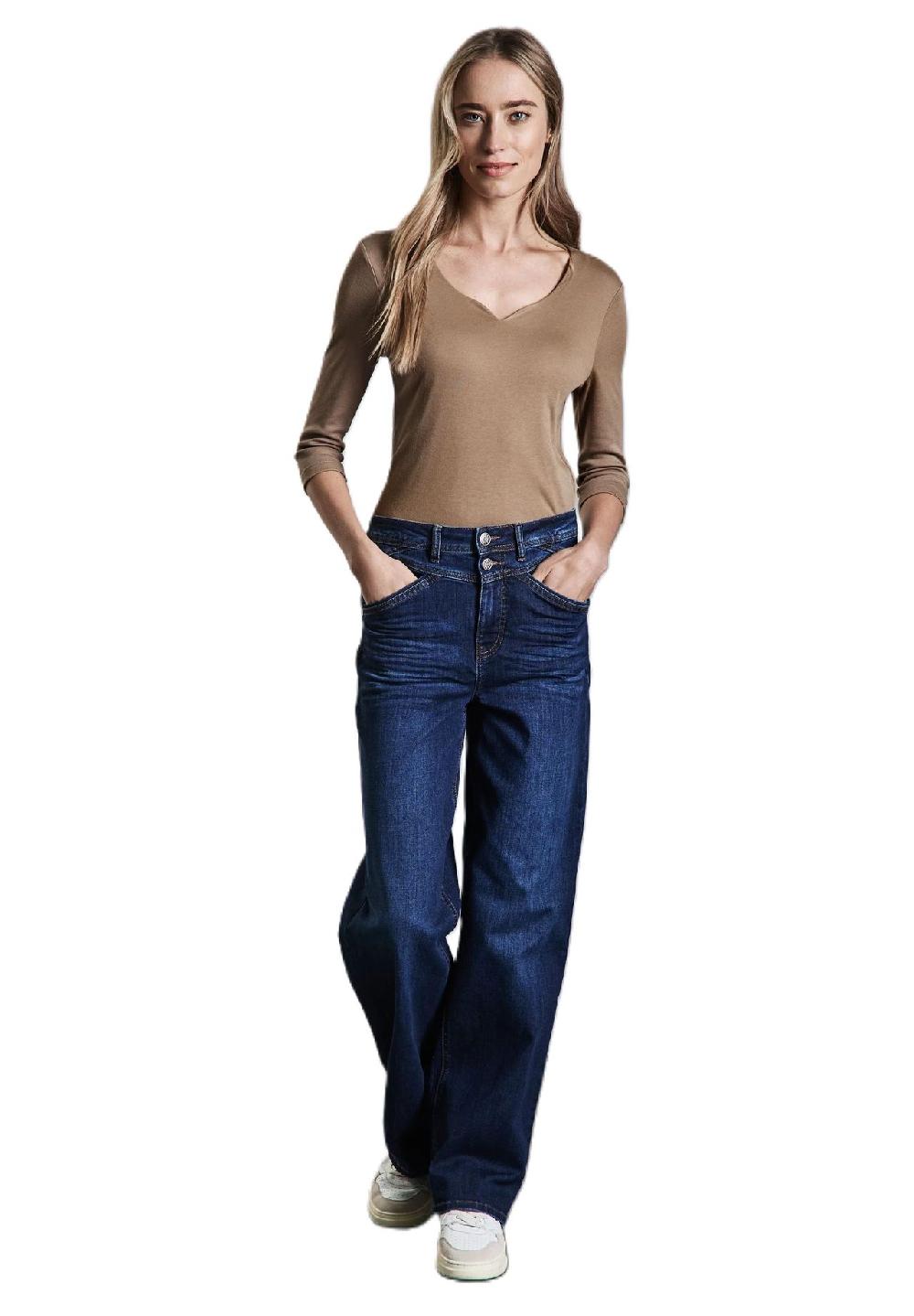 Street One T-Shirt 3/4-Arm Herzausschnitt für Damen Großer Ausverkauf