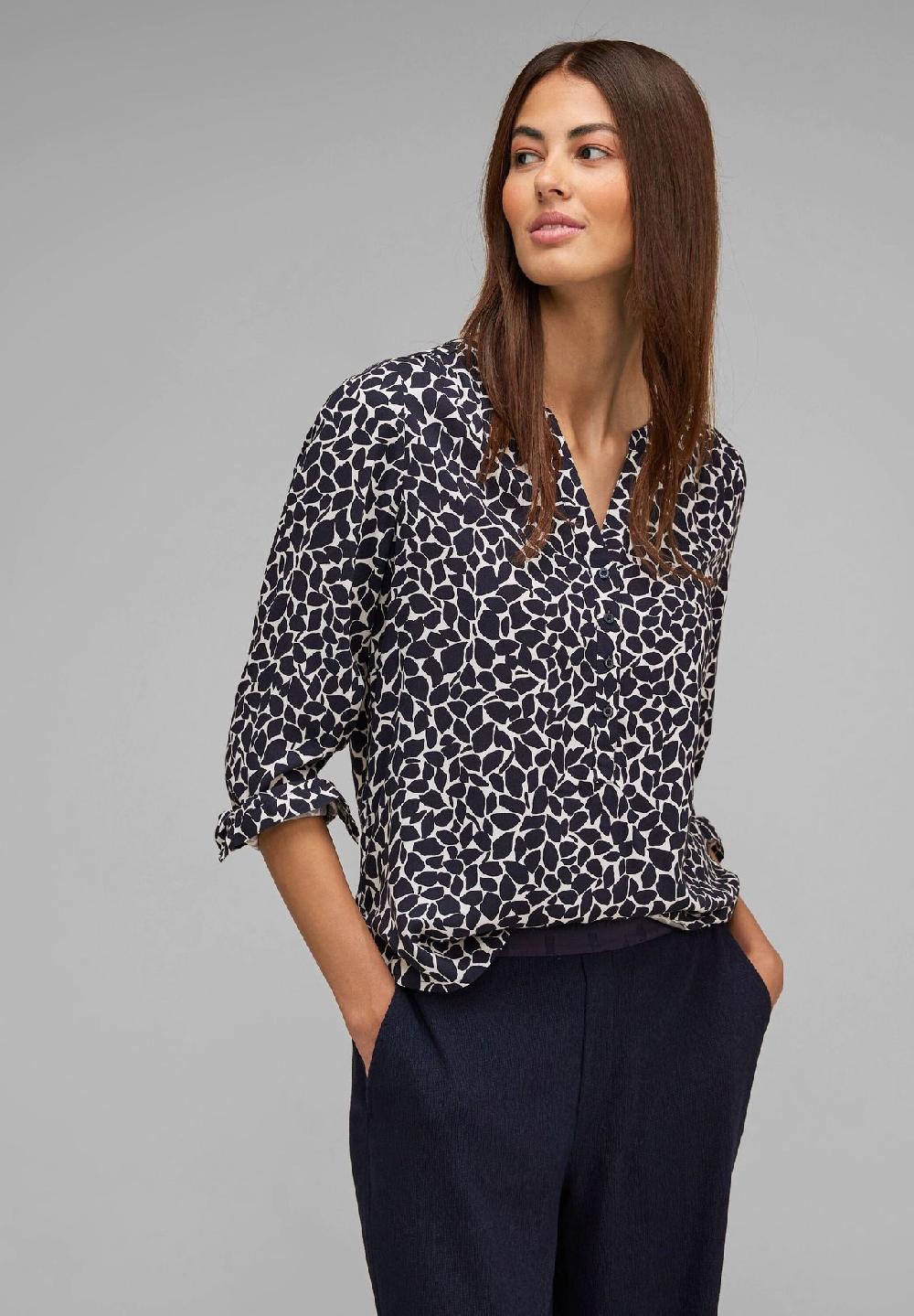 Street One Shirtbluse Split-Neck Langarm für Damen Black Friday Preise