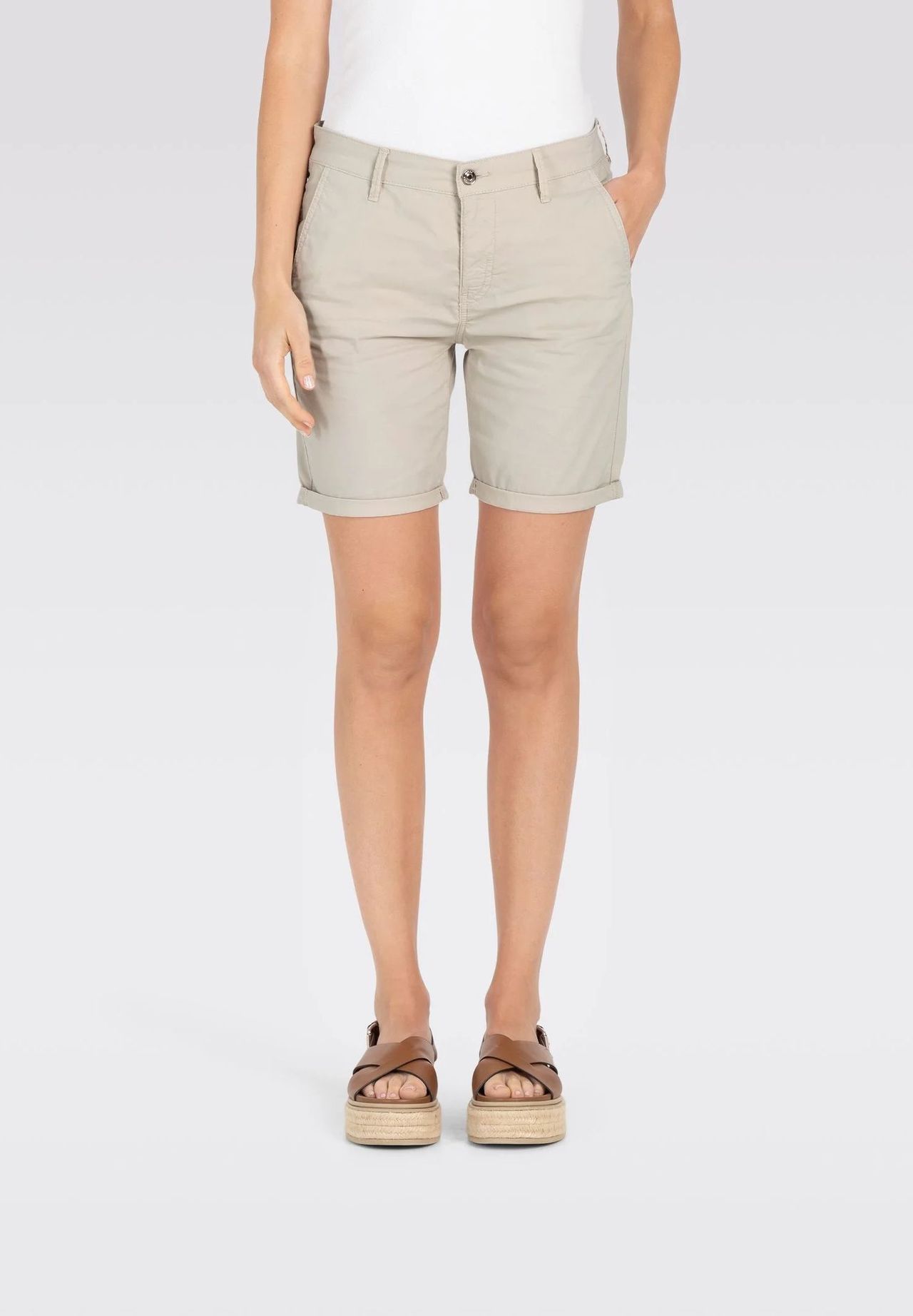 MAC Chino-Shorts Saumumschlag Paspeltaschen für Damen Sonderangebot