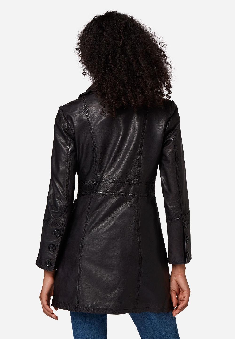 RICANO Damen Ledermantel Lucy Kurzmantel mit Knopfleiste und Reversekragen Cyber Monday