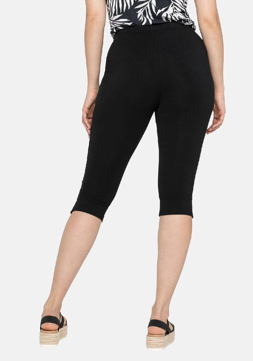 sheego Leggings mit Raffung und Deko-Knöpfen am Saum Online Outlet