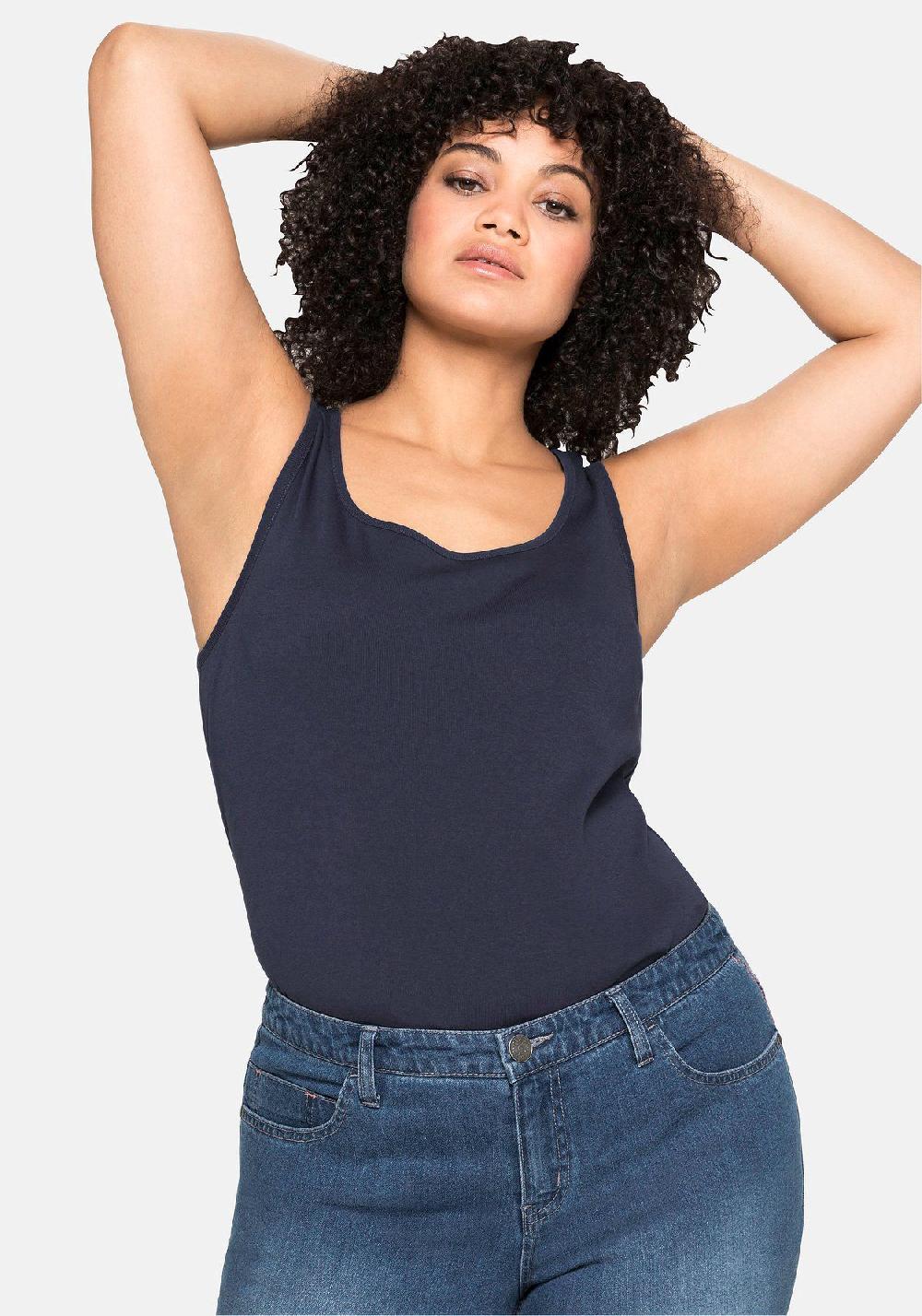 sheego Tanktop aus reiner Baumwolle Große Rabatte