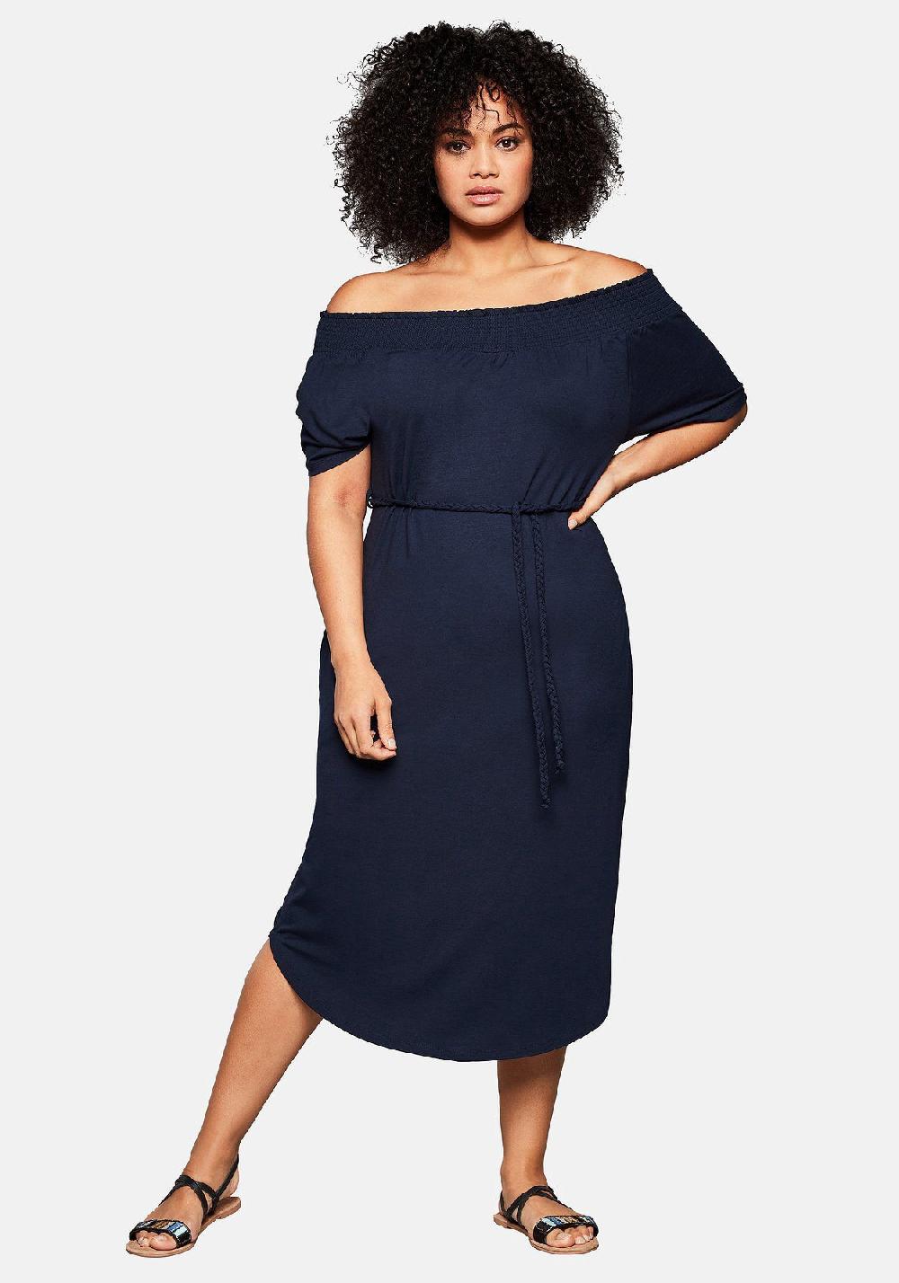 sheego Strandkleid mit Bindeband und Carmenausschnitt Kauf eins, bekomm eins gratis