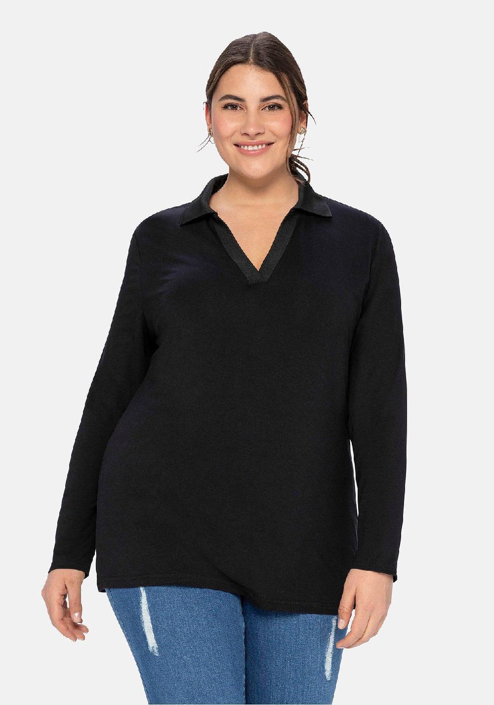 sheego Poloshirt mit offenem Polokragen Tägliche Deals