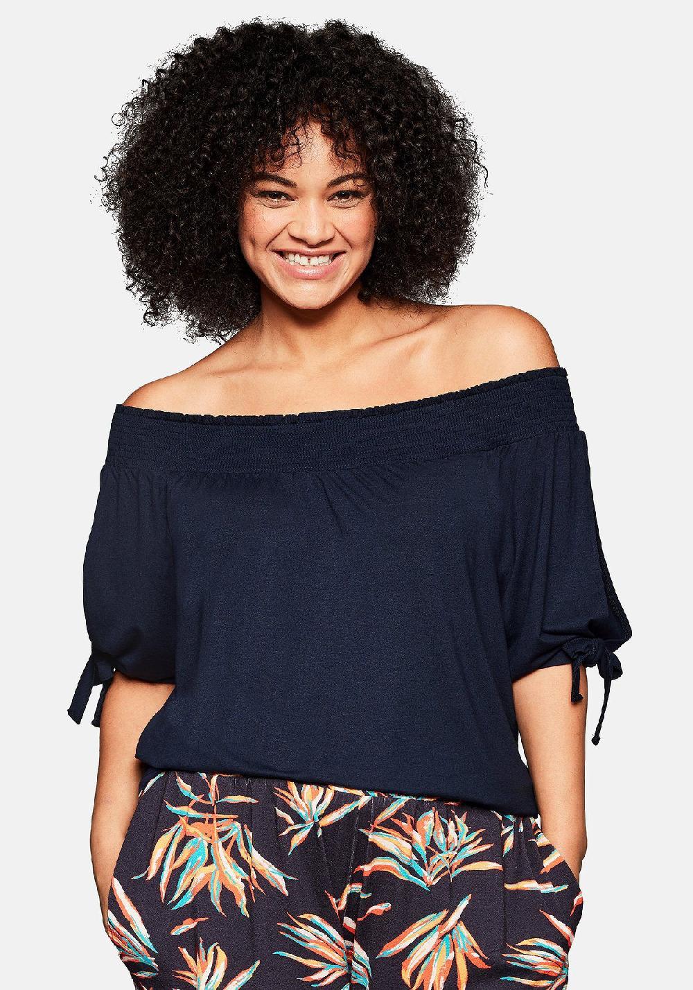 sheego Carmenshirt mit Smokeinsatz Sonderangebote