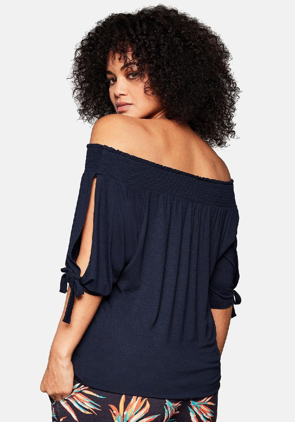 sheego Carmenshirt mit Smokeinsatz Sonderangebote