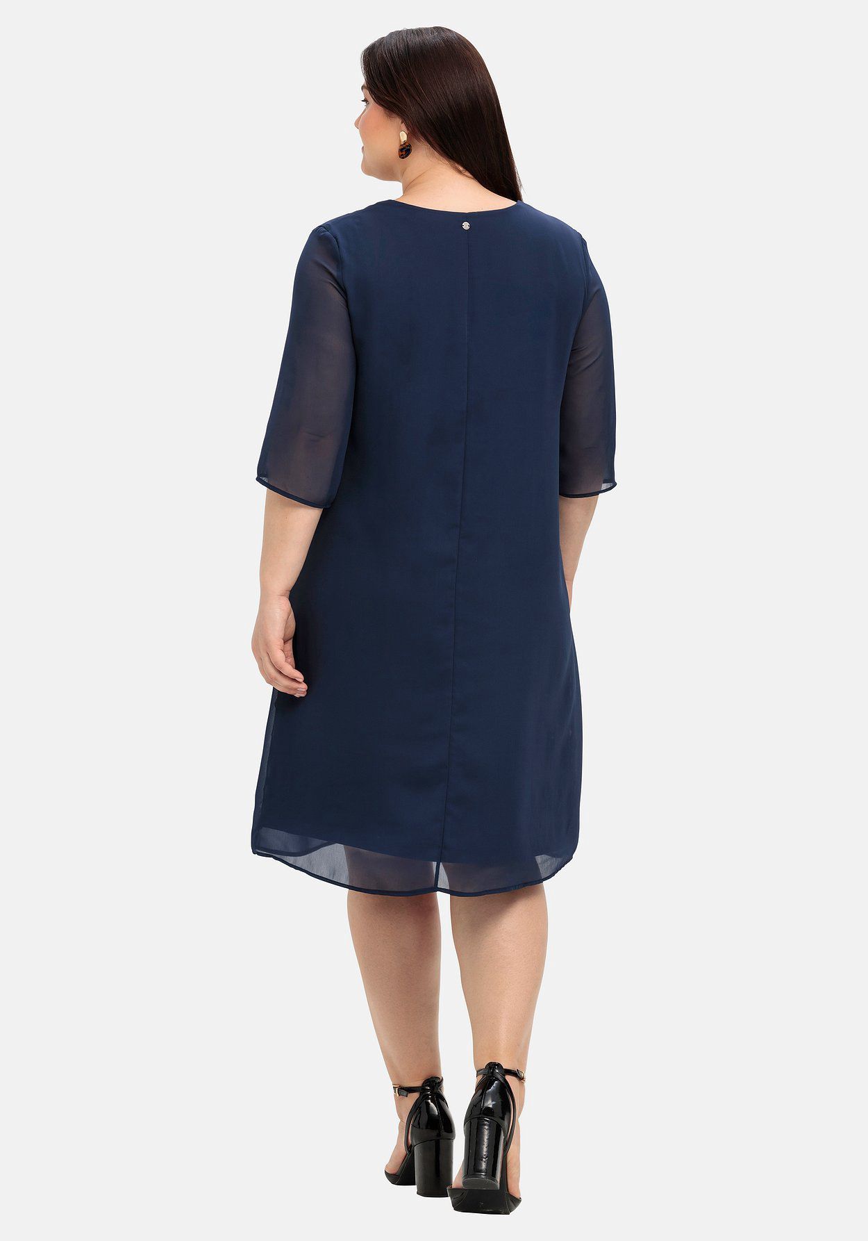 sheego Kleid im Layerlook aus Chiffon und Viskose Tiefpreis