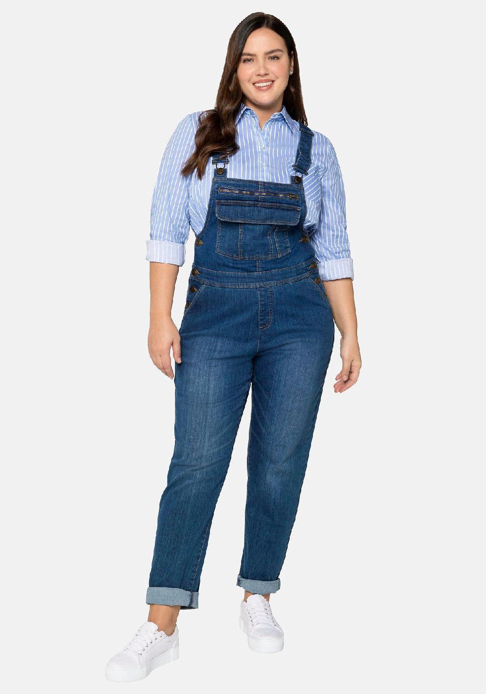 sheego Jeans-Latzhose in Latzform aus elastischem Baumwollmix Bis zu 65% Rabatt