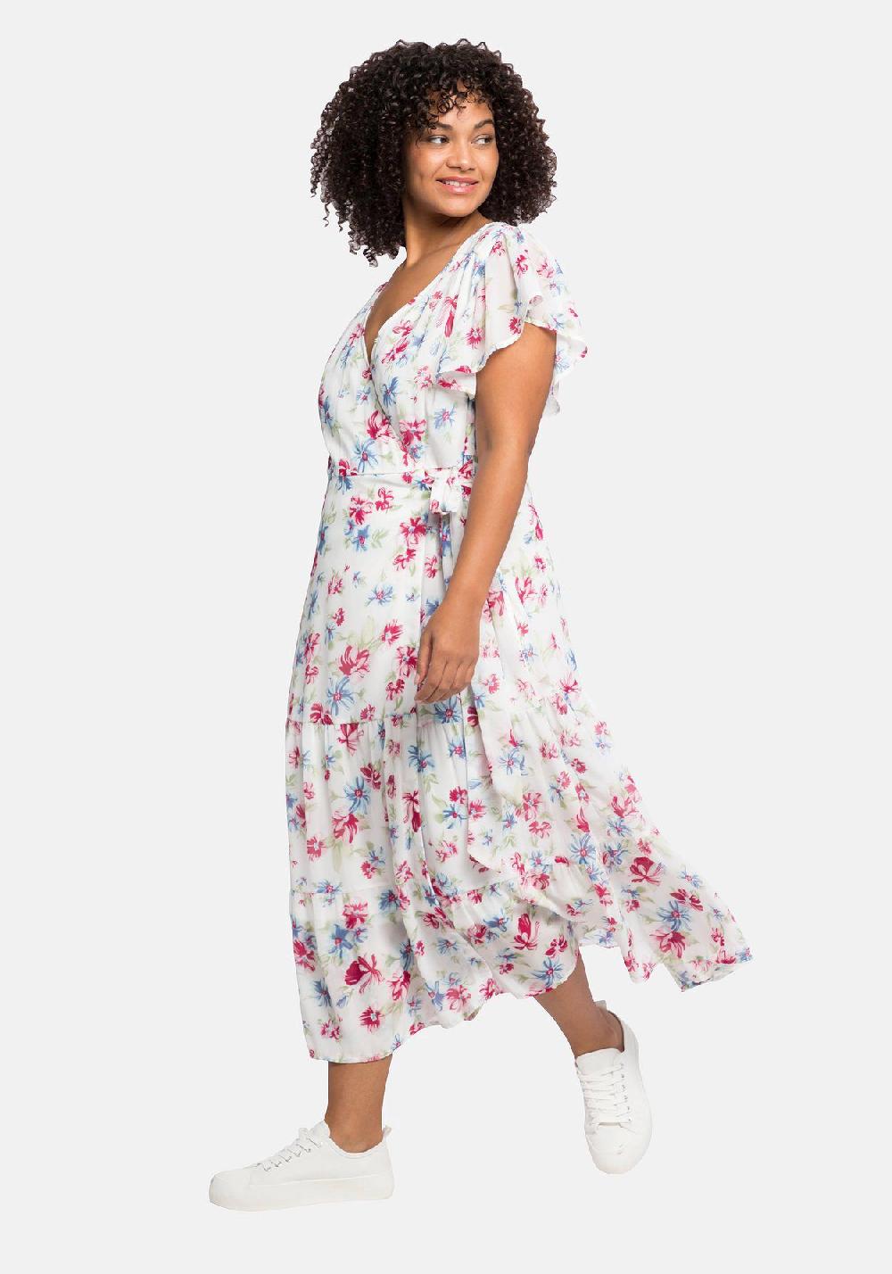 sheego by JoeBrowns Chiffonkleid mit Blumendruck und Bindegürtel Nur für heute